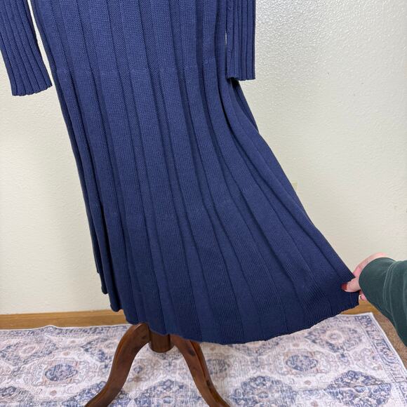 NWT Banana Republic | Navy Mock Neck Thick Knit Sweater Midi Dress Long Sleeve S - Picture 7 of 11